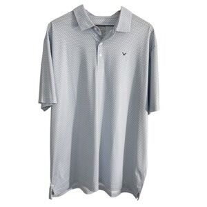 Callaway Pti-Dri‎ Golf Polo Collared Casual Shirt Top Blue White Extra Large